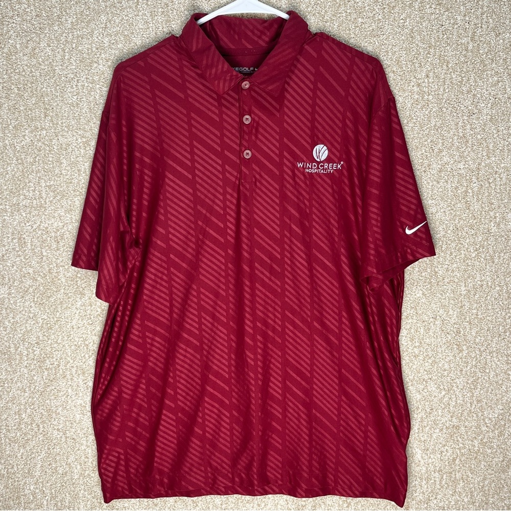Flawed Men’s Nike golf dri fit polo shirt large short sleeve Wind Creek